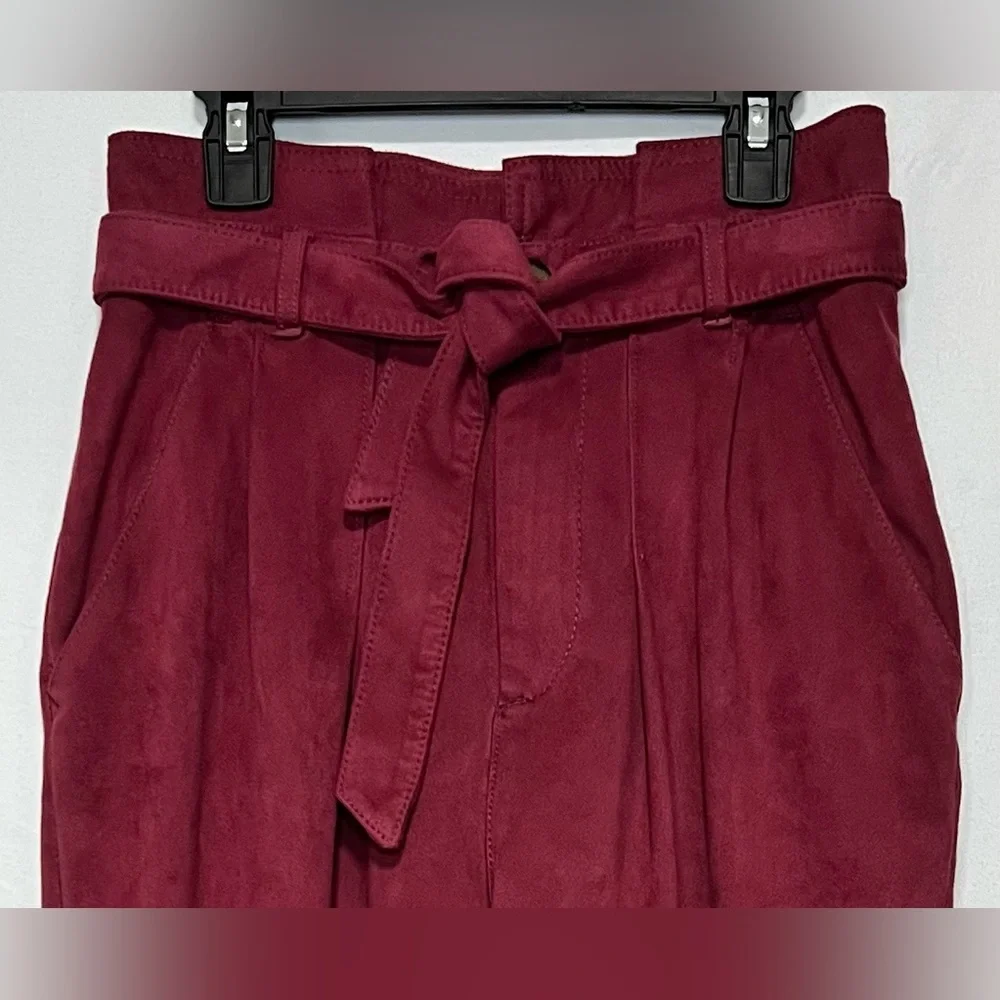 FREE PEOPLE Nightfall Vegan Suede High Rise Paperbag Waist Pants Casual Office